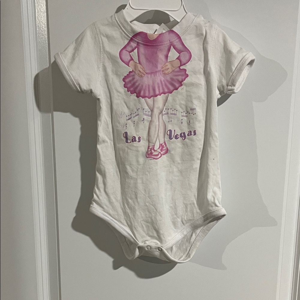 Charming Ballet Print Kids Bodysuit - White and Pink
